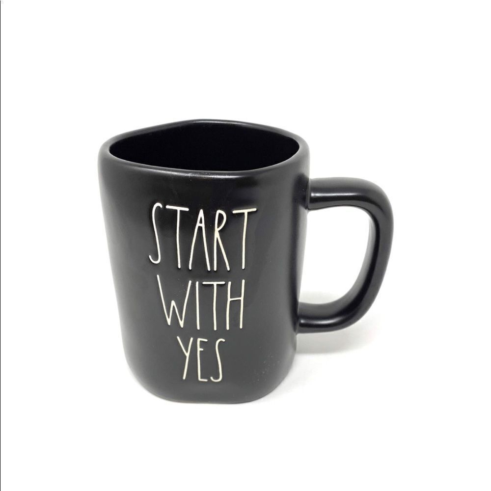 Rae Dunn START WITH YES Mug‎ Coffee cup- BLACK Ceramic